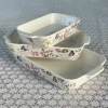 Foreign Trade Export Scandinavian Double-Eared Baking Pan Decal Household Ceramic Tableware Microwave Oven Rectangular Baking Pan Set