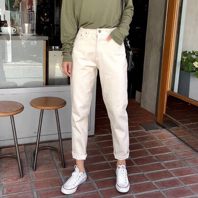 Womens High Waisted Wide Leg Jeans Casual Loose Fit Korean Style Straight Cut Versatile for Spring and Autumn