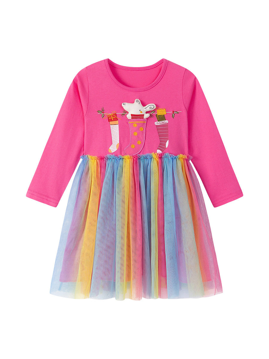 Autumn Girls' Tulle Dress, [Style] Long-sleeve Cartoon Kids' Dress