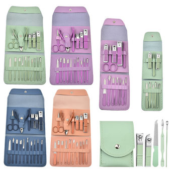 Wholesale Color Nail Clipper Set 16 Piece Set Fold Pack Manicure Beauty Nail Tool Set Nail Clipper Nail Clipper