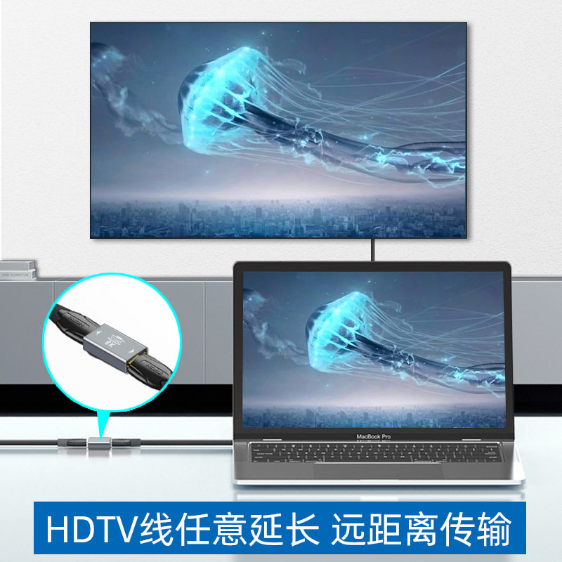 HDMI Female-To-Female Adapter 8K Male-To-Female 4K High-Definition Transmission Elbow Connector 90-Degree ° Right-Angle Connection for Stable 8K Monitor Connection