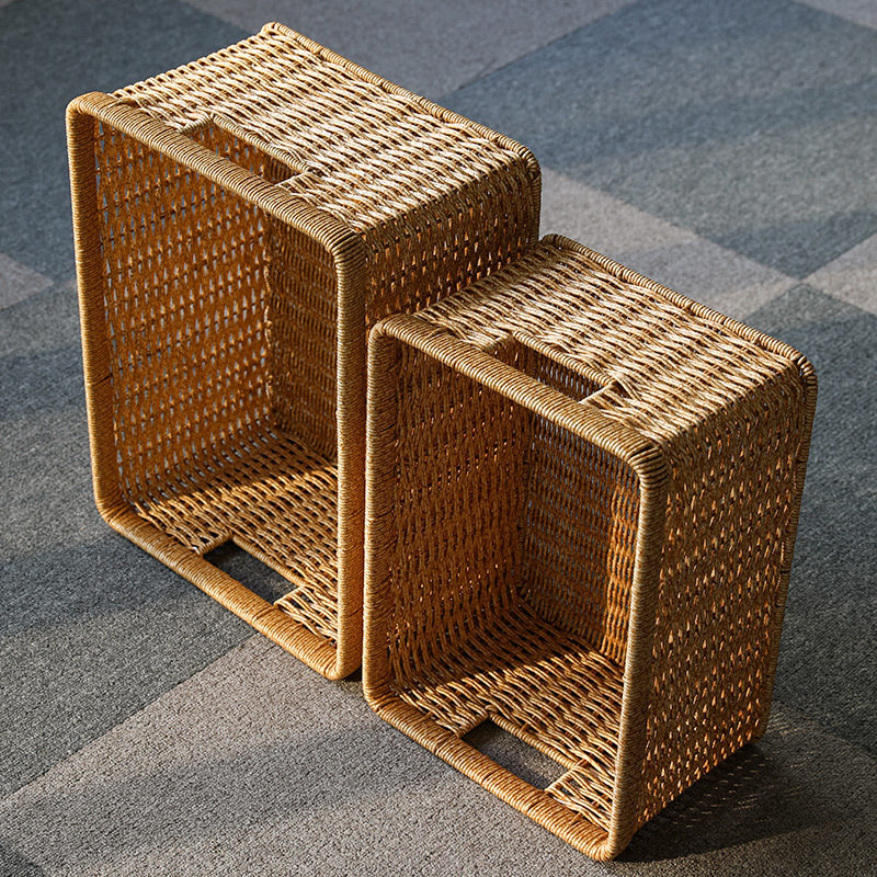 Scandinavian Simple Storage Basket Imitation Rattan Woven Bathroom Cabinet Storage Basket Clothing Storage Living Room Organizing Basket Desk Basket