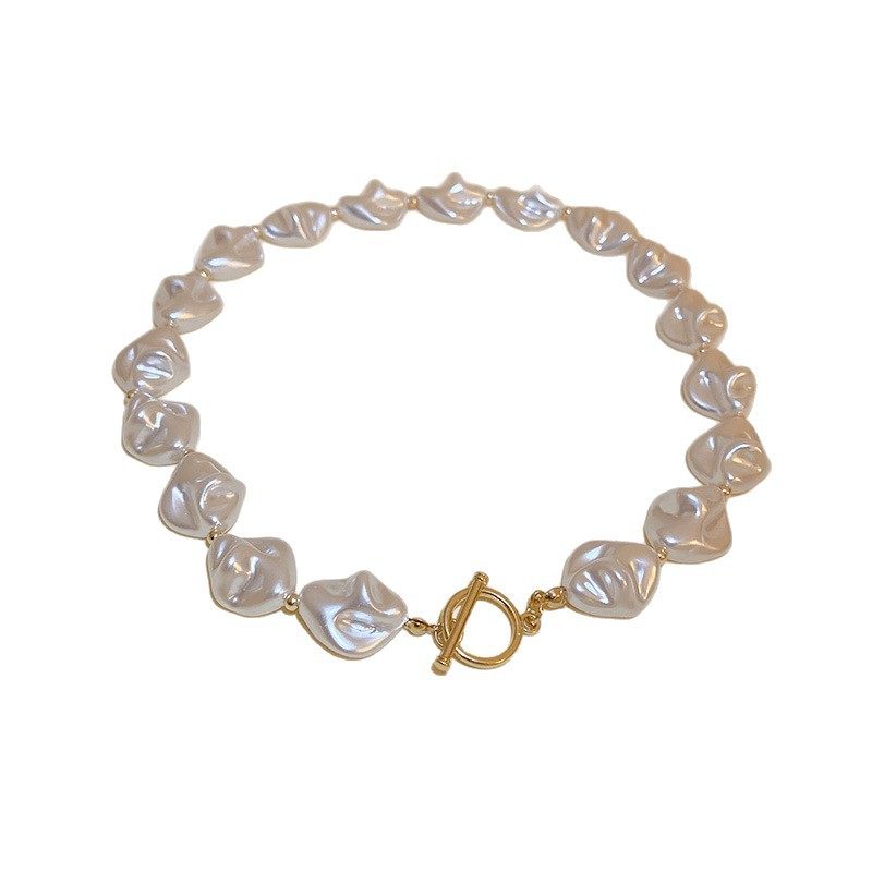 French Geometric Round Zircon Pearl Necklace, Fashionable and Versatile Sweater Chain, Light Luxury and High-End Jewelry