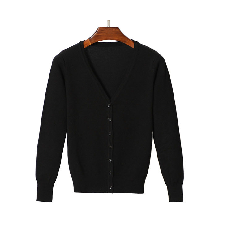 现货跨境货源女装V领春秋针织开衫女款纯色长袖v领外搭薄毛衣大码