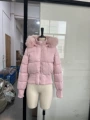 Fur collar hooded zipper cotton jacket-pink