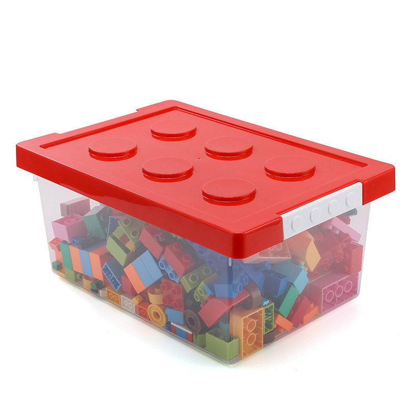 Direct Supply wholesale large kindergarten toy storage box children's building blocks Lego storage box transparent storage box with lid