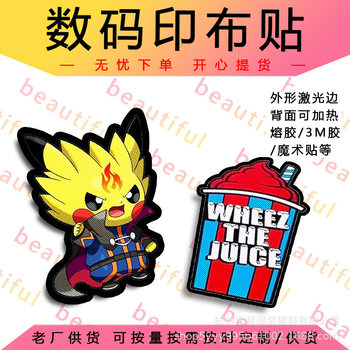 Iron Clothing Label Heat Transfer Logo Velcro Cloth Sticker Design Clothing Digital Printing Badge Sewing at Shirt