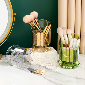 Makeup Brush Storage Cartridge Dressing Table Transparent Split Eyebrow Pen Lipstick Storage Box Office Desktop Pen Storage Barrel