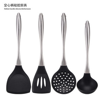 Kitchen tools non-stick spatula scoop silicone kitchenware set stainless steel hollow handle soup spoon Colander spatula