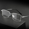 New Light Titanium Half-Frame Glasses for Men, Business Fishing Wire Half-Frame Frames, Can Be Equipped with Myopia Anti-Blue Light Flat Glasses