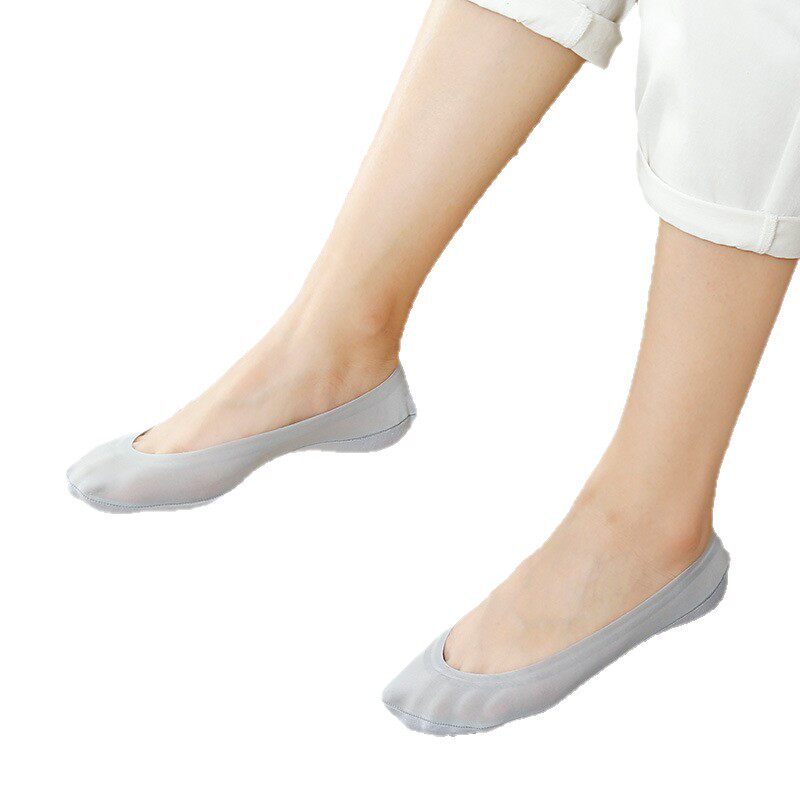 夏季薄款冰丝两圈硅胶棉底隐形船袜无痕一片式女士防脱防滑短袜子
