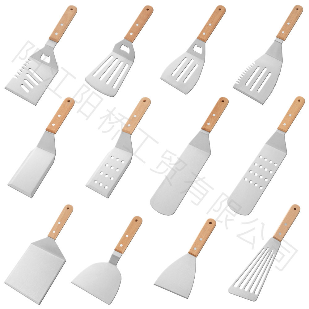 Amazon's Best-Selling Stainless Steel Barbecue Tool Set Outdoor Bbq Teppanyaki Wooden Handle Cooking Spatula Combination