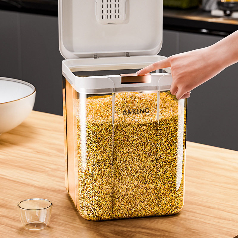 2024 New Household Transparent Food Grade Press Storage Jar Insect-proof Moisture-proof Sealed Storage Bucket for Cereals