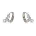 No. 17 silver - diamond-encrusted pearl knotted small earrings (thick real gold plating)