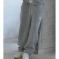 01 style pants light gray (embroidered style with hood string)