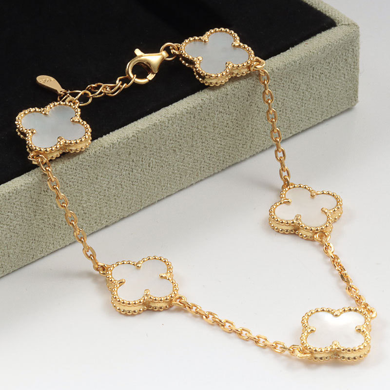 Four-leaf lucky five-flower bracelet for men and women 18k agate mother-of-pearl precision-made pair