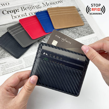 in stock pu leather four card holder with anti-magnetic leather card holder amazon hot sale anti-theft brush rfid shield card