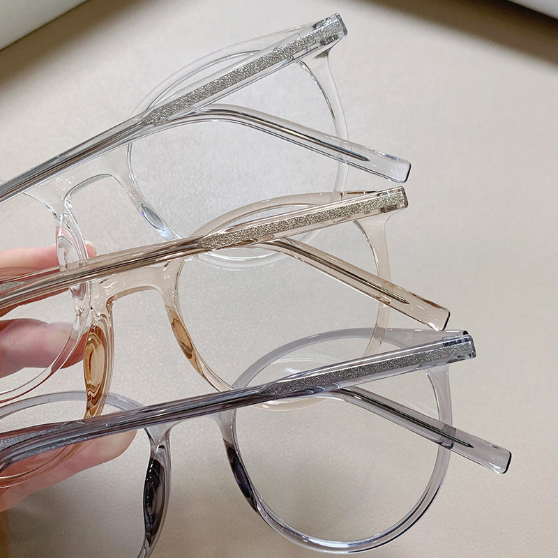 Tr90 Glasses Frame Internet Celebrity Anti-Blue Light Anti-Radiation Plain Black Frame Decoration Fashionable Round Insert Men and Women Myopia Frame