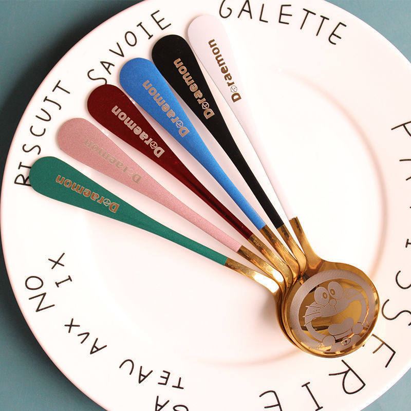 Creative ins Stainless Steel Star Bar Spoon Cute Goddess Spoon Dingdang Cat Household Internet Celebrity Boutique Spoon Korean Style Small Spoon