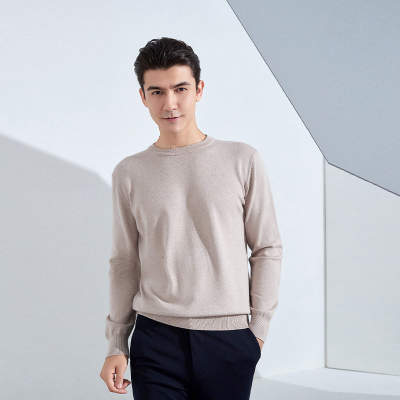 ฤดูใบไม้ร่วงและฤดูหนาวผู้ชายรอบคอหลวมหนาเสื้อกันหนาวสีทึบแขน...