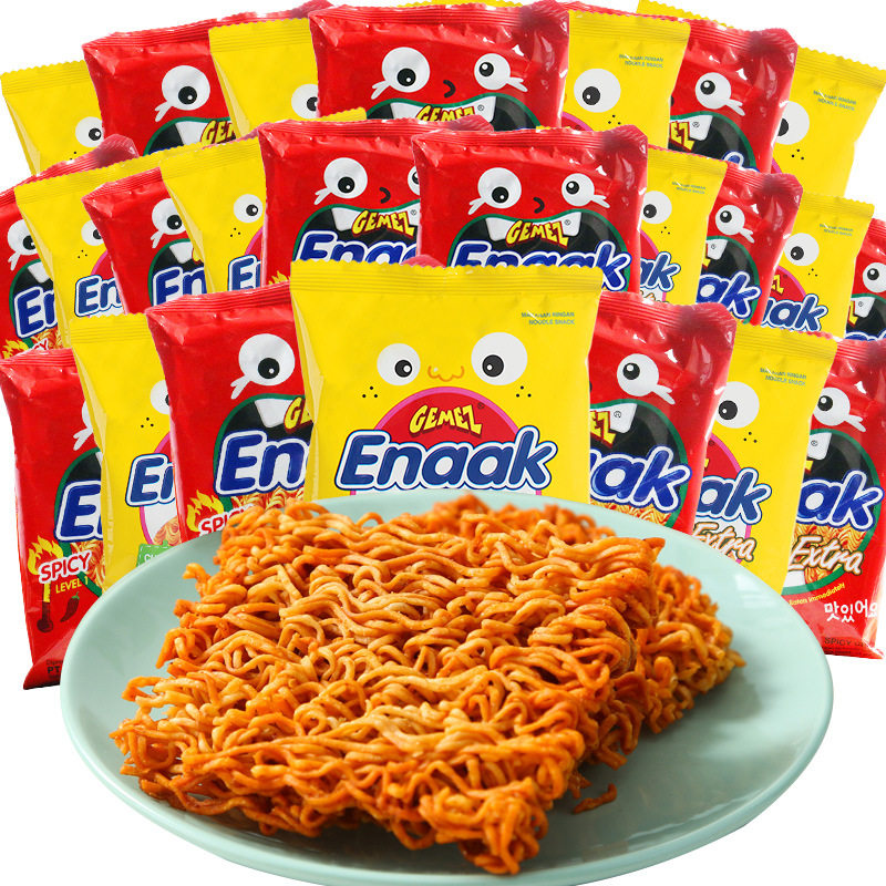 Gemez Indonesia chicken noodles roast chicken flavor spicy dry crisp noodles dry noodles puffed casual snacks full box 80 bags