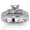 Cross-Border Supply of European and American Popular Rings, Exquisite and Fashionable Exquisite Diamond Couple Rings, Geometric Quadrilateral Rings