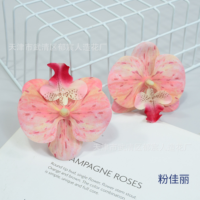 显纹蝴蝶兰花朵家居装饰仿真花批发茶几电视柜摆放绢花婚礼插花朵