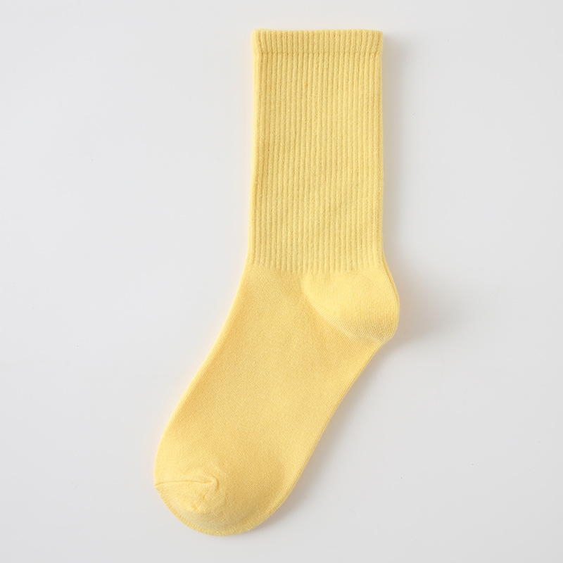 女士秋冬纯色袜糖果色中筒袜ins风彩色堆堆袜棉质街头运动袜