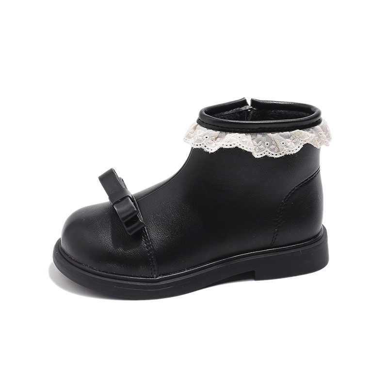 Girls' Shoes 2025 New Autumn and Winter Leather Boots Soft-Soled Princess Short Boots Kidsren's Boots Baby Fleece-Lined Style Boots