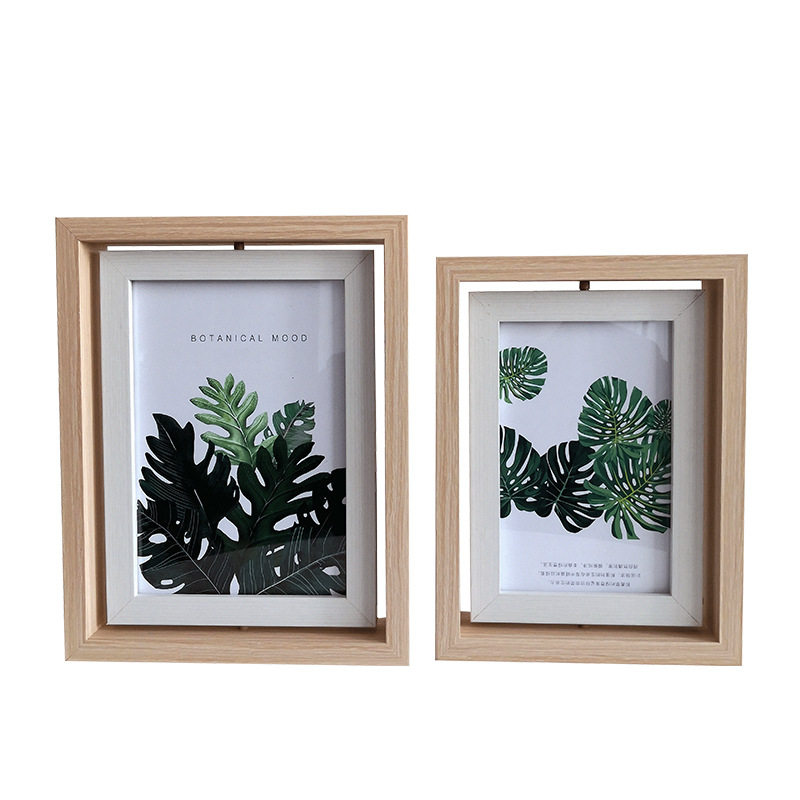 INS Nordic style office desktop photo frame table 6 inch 7 inch 8 inch specimen frame double-sided rotating photo rack wholesale