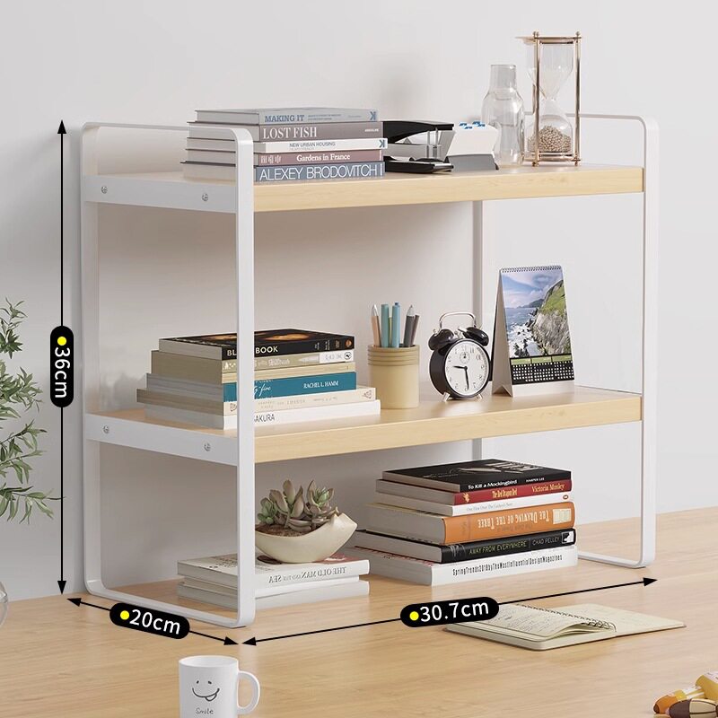 铁艺桌上书架学生宿舍收纳架子办公桌面置物架多层木置物架小书架