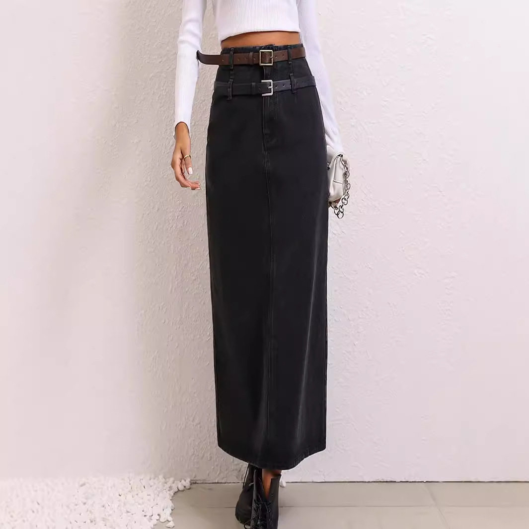 A Line Denim Skirt Comfortable Slim Fit Versatile Casual Wear for Women Wholesale Available