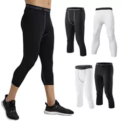 Men's 7/8 Length Compression Basketball Training Pants - High Elasticity Sports Base Layer for Fitness, Football, and Basketball