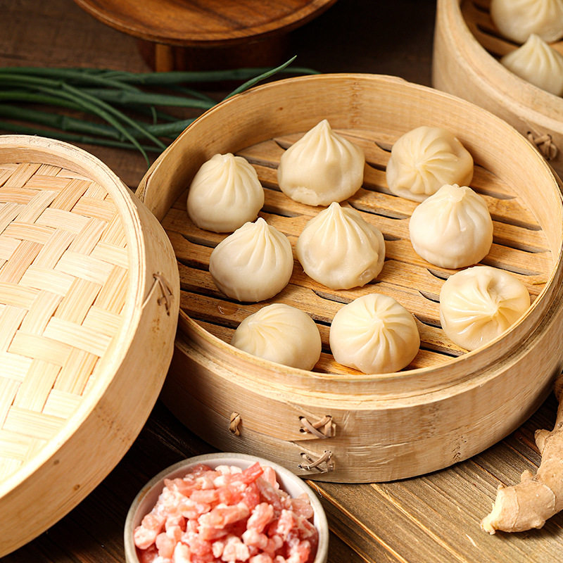 Jiangnan Flavor Su-Style Xiaolongbao (Steamed Dumplings) Frozen Fresh Meat Soup Dumplings Frozen Pastry Morning Tea Snack Breakfast Semi-Finished Product