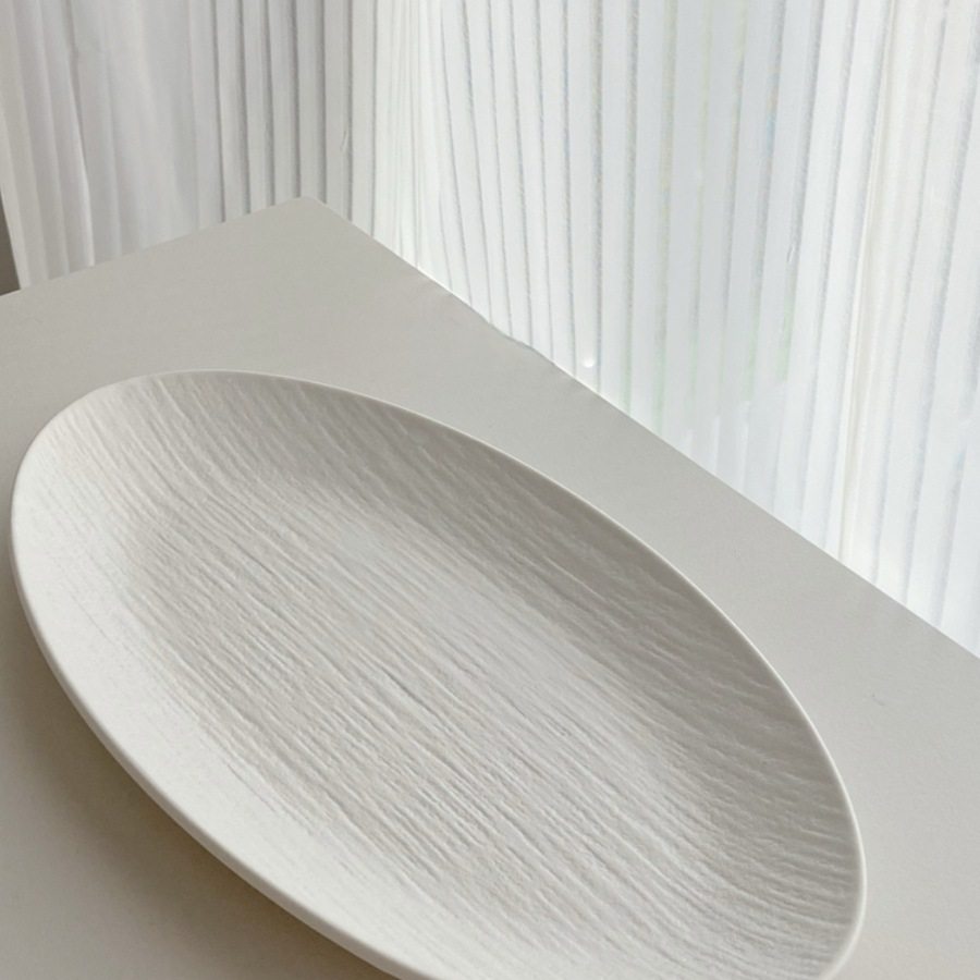 Creative Ceramic Oval Fish Plate Household Steamed Fish Plate Light Luxury Dish Plate Commercial Tableware New Style