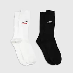 WE11 Small Logo Double Needle Long Socks Korean Streetwear Niche Design Minimalist Stacked Mid-Calf Socks Unisex 100% Cotton