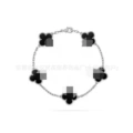 Silver double-sided black shell bracelet