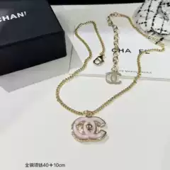 25 New Collection Small Fragrance Style Pink Marble Pattern Necklace and Ear Stud Set, Commuter Sweet High-End Sense Necklace and Earrings Wholesale