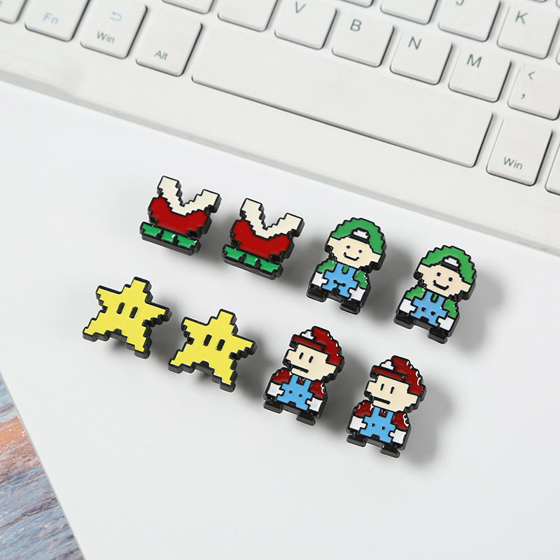 New Cartoon Pixel Mario Clogs Shoe Charms DIY Shoe Buckle Accessories Integrated Buckle 3D Cute Shoe Charms
