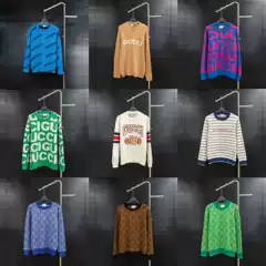 2026 Autumn and Winter New Trendy Brand Letter Logo All-Over Round Neck Knitted Sweater for Men and Women, Loose Casual Top