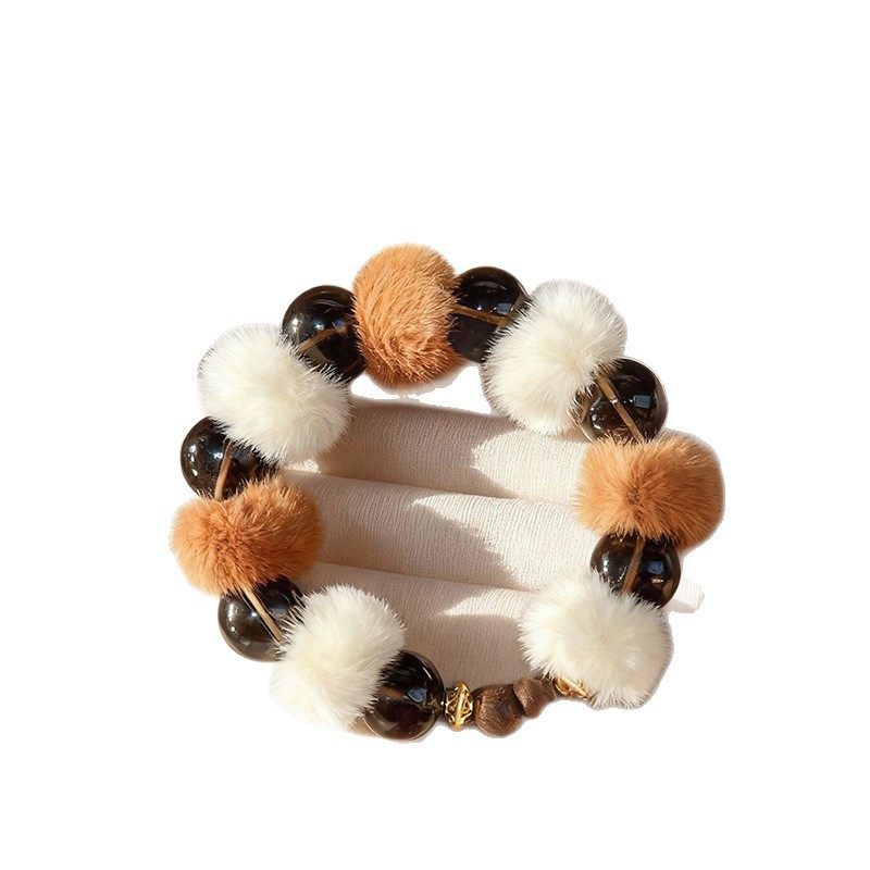 Autumn and Winter Plush Natural Citrine Amethyst Tiger Eye Crystal Bracelet High-End Melard New Year Bracelet Beads