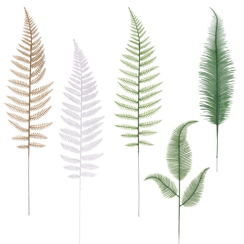 จำลองพืชสีเขียวสนสาขาและใบสีเขียวจำลองพืชพลาสติกดอกไม้และใบป...