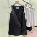 Black-side button dress