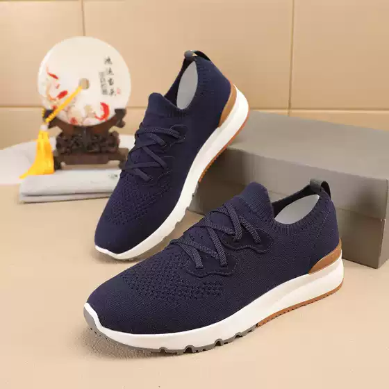 European Men's Shoes Fly-Knit Mesh Shoes Summer 2025 New Casual Shoes Versatile Trendy Mesh Breathable Comfortable