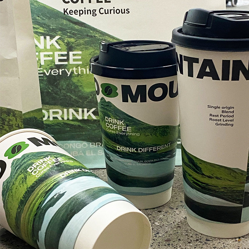 Coffee Cup Disposable Paper Cup 90 Caliber Double-Layer Hollow Thickened Anti-Scalding Takeaway Cup Hot Drink Cup Milk Tea Cup