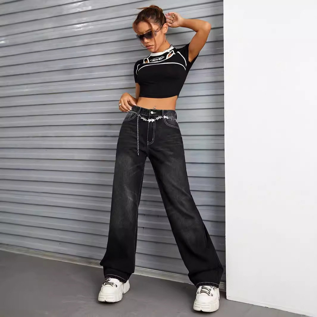 Wide Leg Denim Trousers Slim Fit Trendy Style Casual Wear Wholesale Available low MOQ fast shipping