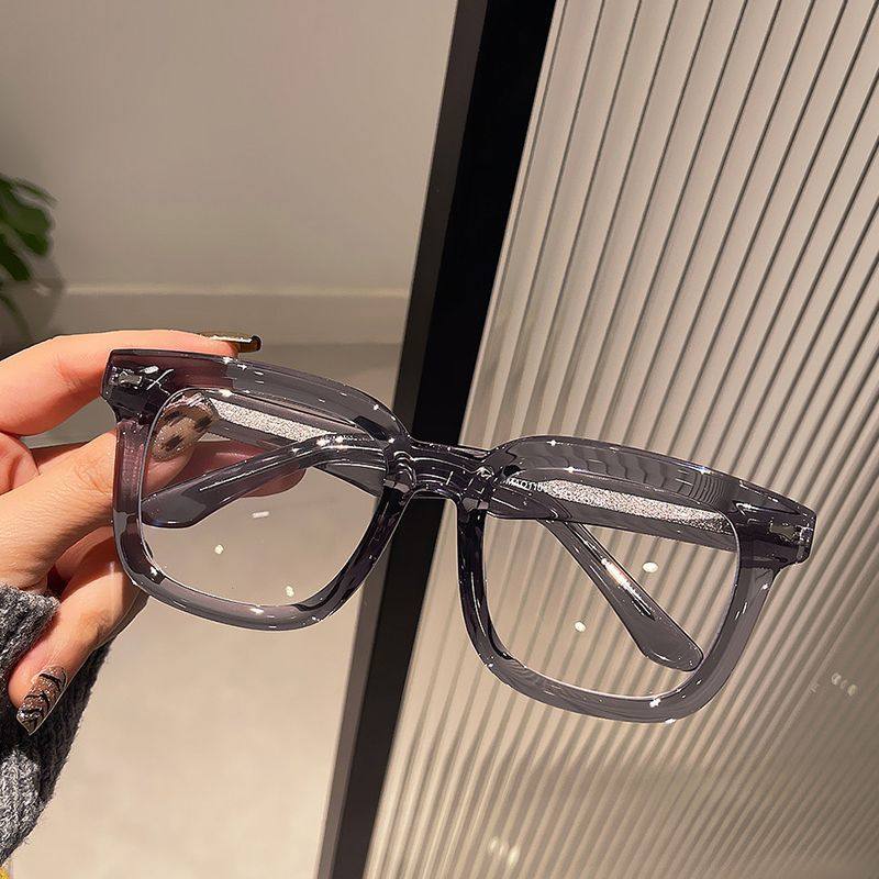 Enlarged and Widened 15.8 Thick Frame Myopia Glasses with Spring Legs for Boys, Oversized Square Flat Glasses, Plain Black Frame Glasses