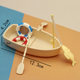 Children's Play House wooden boat fishing boat fishing swimming ring simulation miniature model toy doll house small ornaments