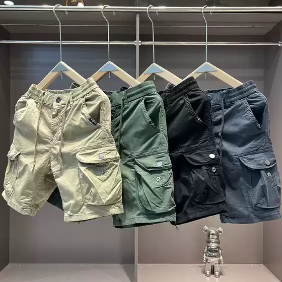 Cross-border 2025 Summer Tooling Shorts Men's Casual Multi-pocket Loose Stretch Pure Cotton Five-point Pants for Outer Wear 5