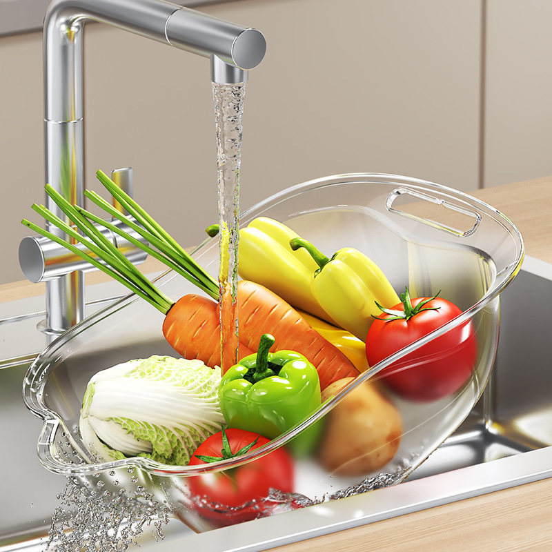 Rice Washing Artifact Rice Washing Sieve Rice Washing Basin Draining Basket Kitchen Household Plastic Vegetable Washing Basin Vegetable Washing Fruit Basin